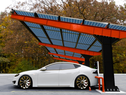 L Type 6 Car Solar Carport Modello 3D