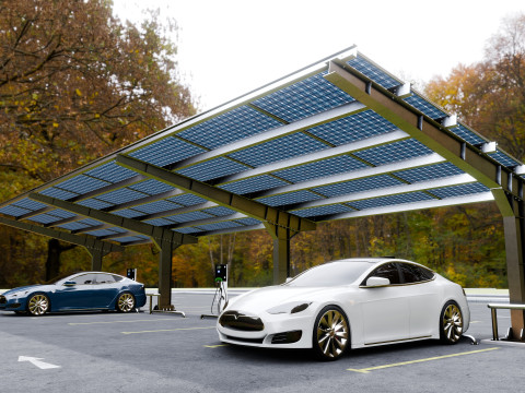 L Type 6 Car Solar Carport Modello 3D