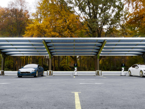 L Type 6 Car Solar Carport Modello 3D