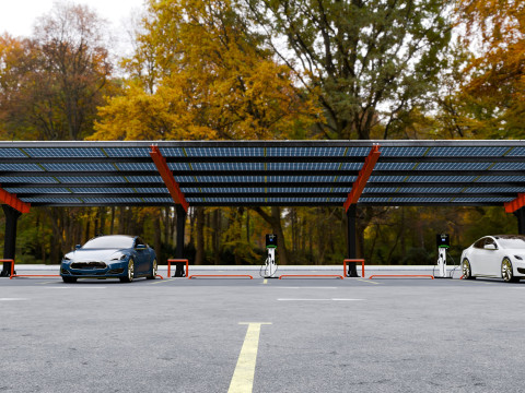 L Type 6 Car Solar Carport Modello 3D