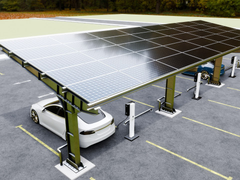 L Type 6 Car Solar Carport Modello 3D