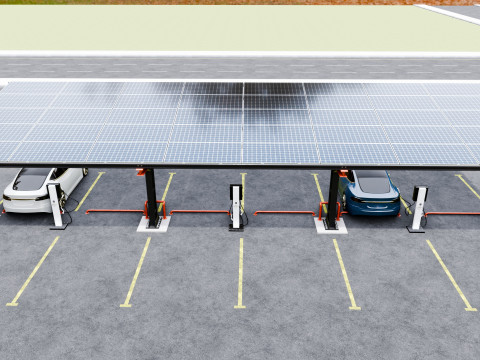 L Type 6 Car Solar Carport Modello 3D