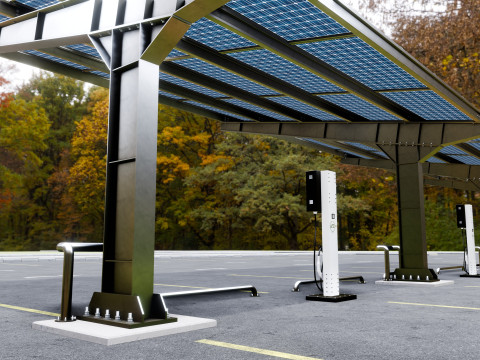 L Type 6 Car Solar Carport Modello 3D