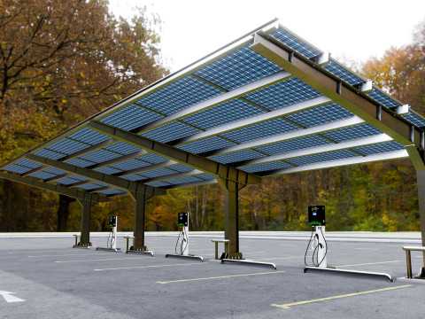 L Type 6 Car Solar Carport Modello 3D