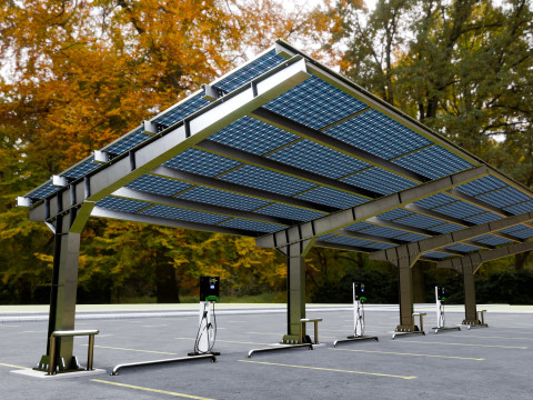 L Type 6 Car Solar Carport Modello 3D