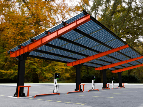 L Type 6 Car Solar Carport Modello 3D