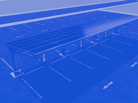L Type 6 Car Solar Carport Modello 3D