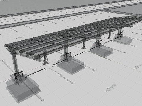 L Type 6 Car Solar Carport Modello 3D
