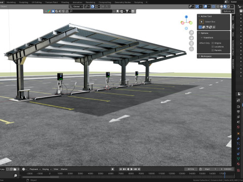 L Type 6 Car Solar Carport Modello 3D