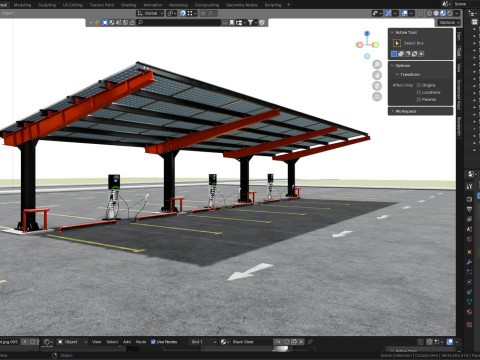 L Type 6 Car Solar Carport Modello 3D
