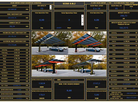 Solar Carport Energy Generation Simulation 3D Model