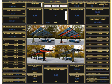 Solar Carport Energy Generation Simulation Modelo 3D