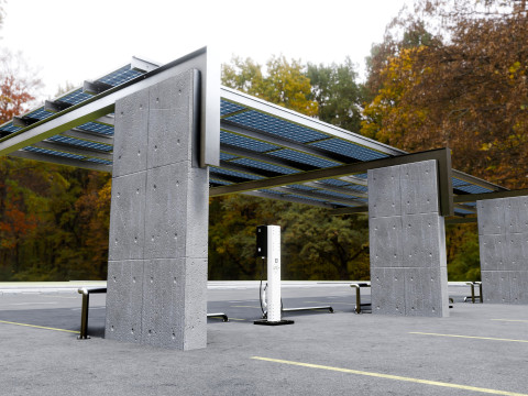 Concrete Column Solar Carport L Type for 6 Cars 3Dモデル