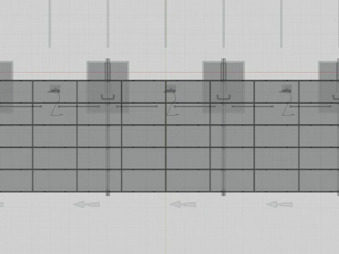 Concrete Column Solar Carport L Type for 6 Cars 3D Model