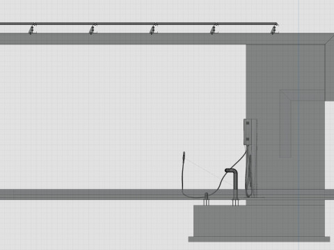 Concrete Column Solar Carport L Type for 6 Cars 3Dモデル