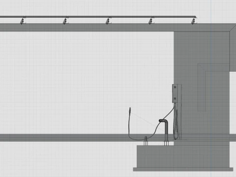 Concrete Column Solar Carport L Type for 6 Cars 3D Model
