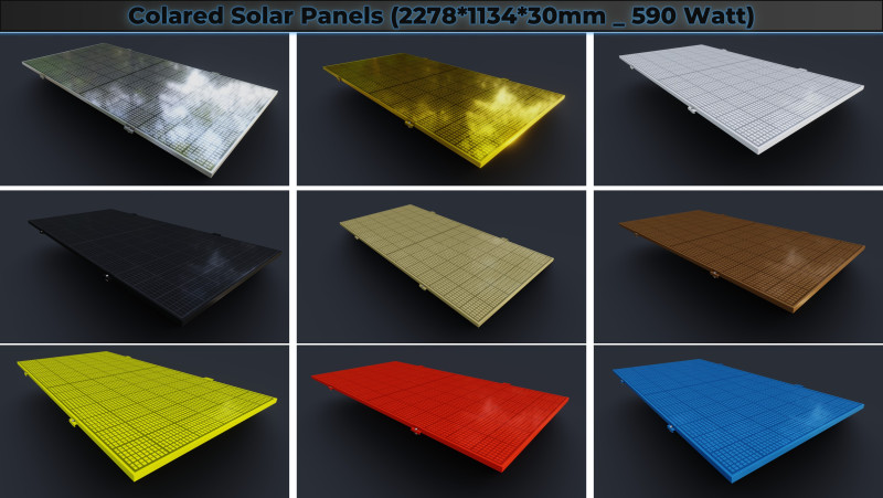 Colared Solar Panels 3D Model .c4d .max .obj .3ds .fbx .stl .blend 