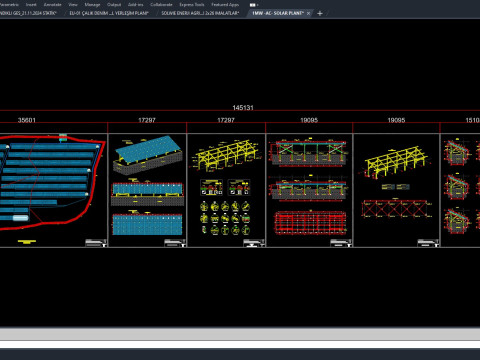 1MW -AC- SOLAR PLANT-Autocad Static Project Model 3D