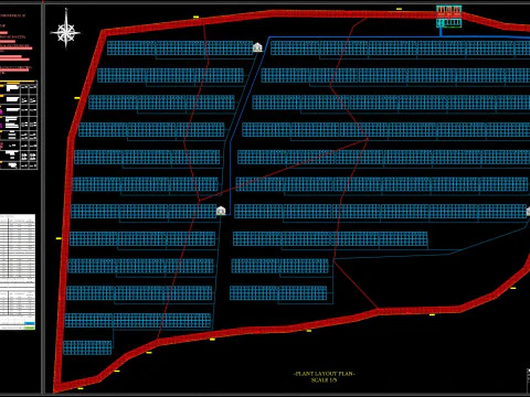 1MW -AC- SOLAR PLANT-Autocad Static Project 3D Model