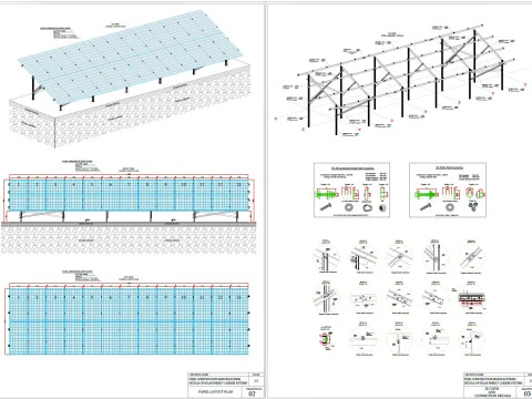 1MW -AC- SOLAR PLANT-Autocad Static Project 3D Model