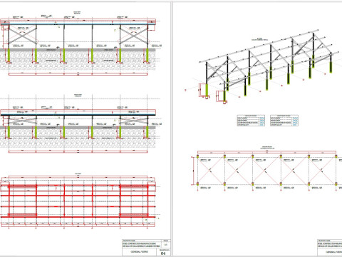 1MW -AC- SOLAR PLANT-Autocad Static Project 3D Modell