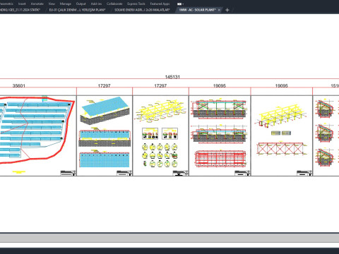 1MW -AC- SOLAR PLANT-Autocad Static Project 3D Modell