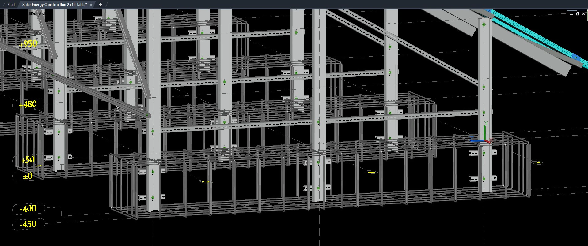 Solar Energy Construction 2x15 Table 3D Model .c4d .max .obj .3ds .fbx .stl .blend
