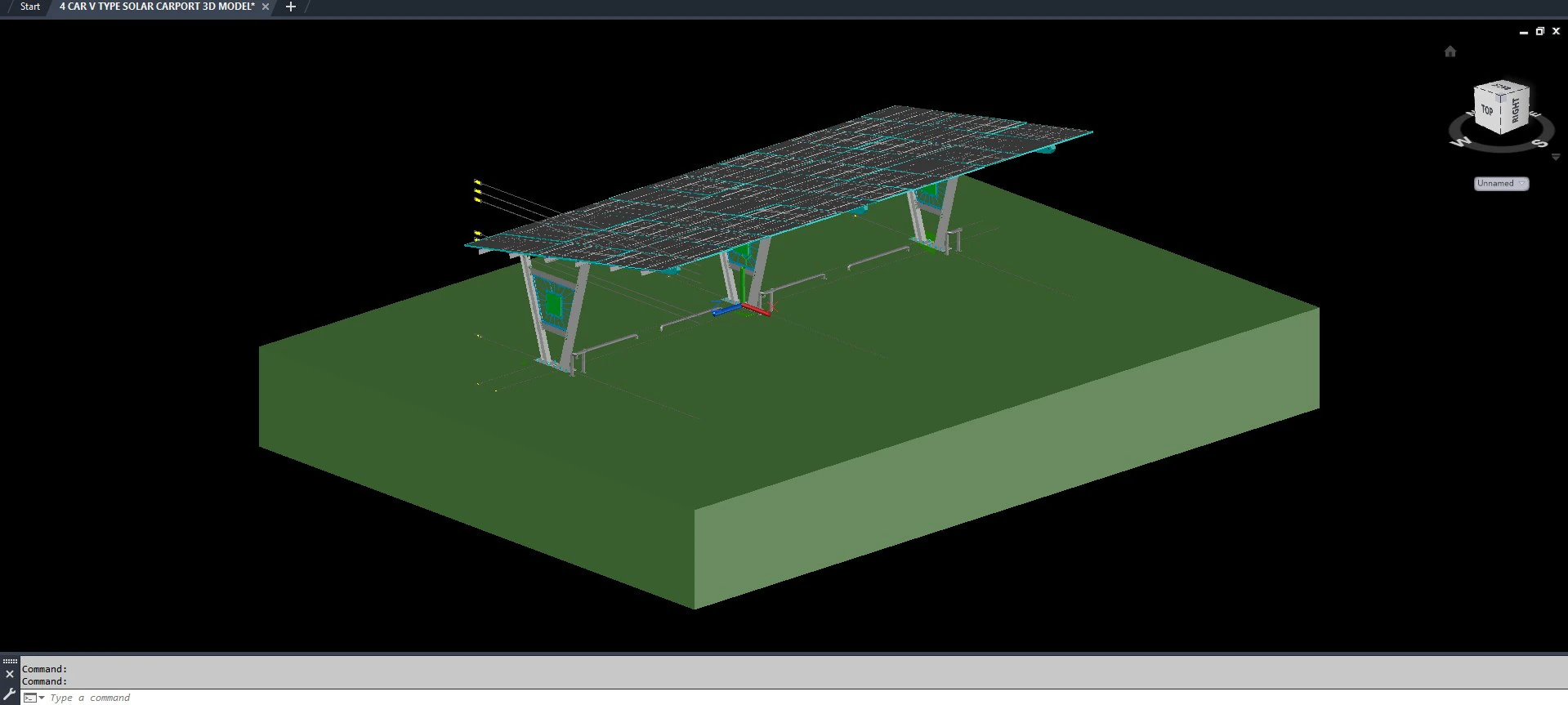 4 CAR V TYPE SOLAR CARPORT 3D MODEL 3D Model .c4d .max .obj .3ds .fbx .stl .blend 