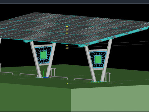 4 CAR V TYPE SOLAR CARPORT 3D MODEL Modelo 3D