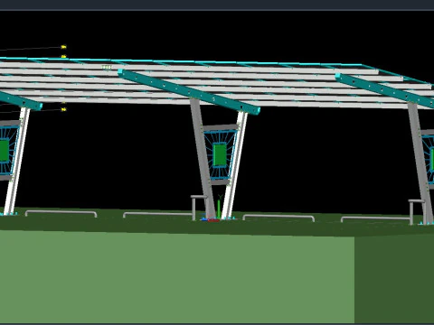 4 CAR V TYPE SOLAR CARPORT 3D MODEL 3D Model