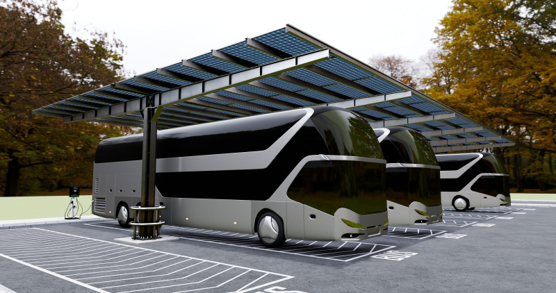 Solar Bus Parking Lot 12x12 Panel Layout 3D Модель .c4d .max .obj .3ds .fbx .stl .blend