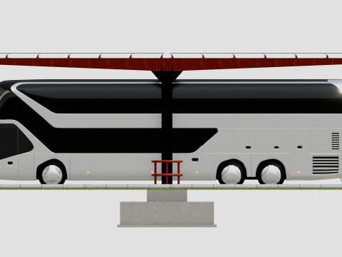 Solar Bus Parking Lot 12x12 Panel Layout 3D Модель
