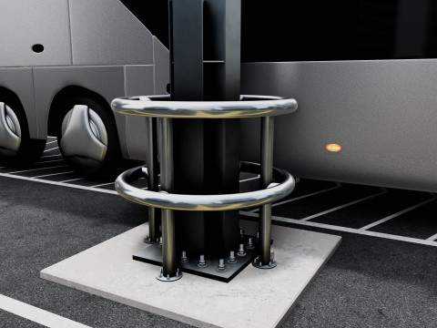 Solar Bus Parking Lot 12x12 Panel Layout 3D Модель