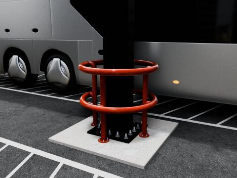Solar Bus Parking Lot 12x12 Panel Layout 3D Модель