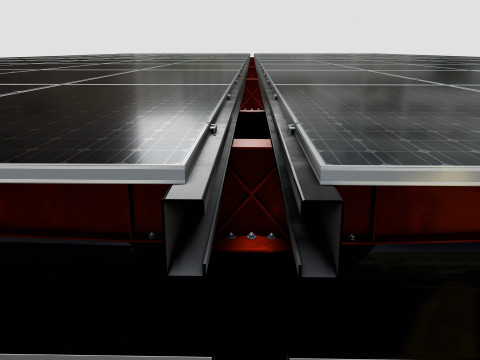 Solar Bus Parking Lot 12x12 Panel Layout 3D Модель