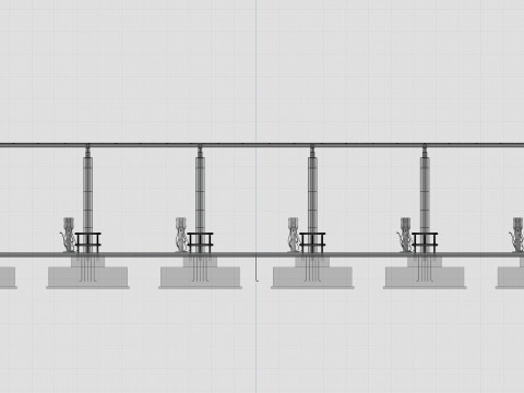 Solar Bus Parking Lot 12x12 Panel Layout 3D Модель