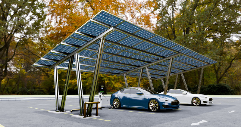 Solar Carport-4 Car Carport-3x12 Panels-Type-8 Modelo 3D .c4d .max .obj .3ds .fbx .stl .blend