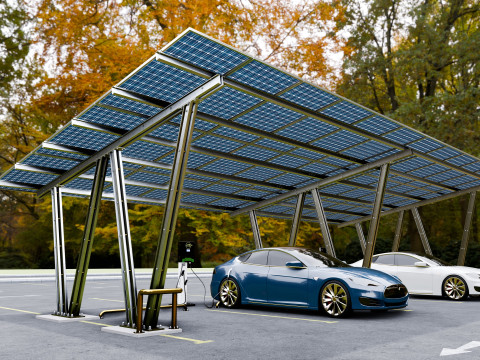 Solar Carport-4 Car Carport-3x12 Panels-Type-8 3D 模型