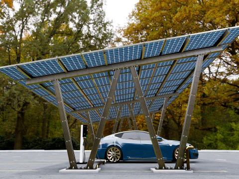 Solar Carport-4 Car Carport-3x12 Panels-Type-8 3D Model