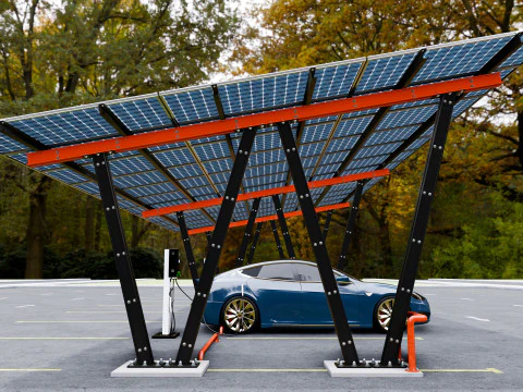 Solar Carport-4 Car Carport-3x12 Panels-Type-8 3D Model
