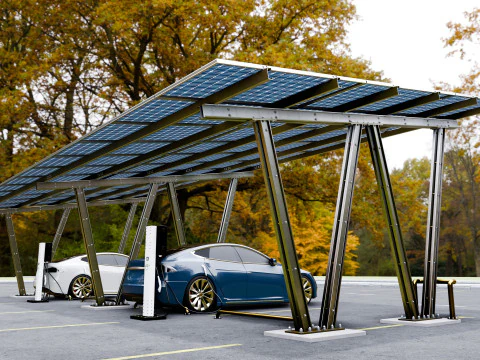Solar Carport-4 Car Carport-3x12 Panels-Type-8 3D Model