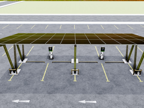 Solar Carport-4 Car Carport-3x12 Panels-Type-8 Modelo 3D