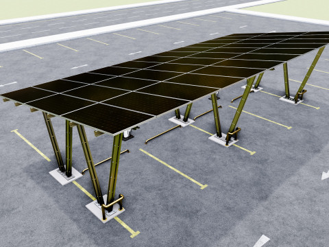 Solar Carport-4 Car Carport-3x12 Panels-Type-8 Modelo 3D