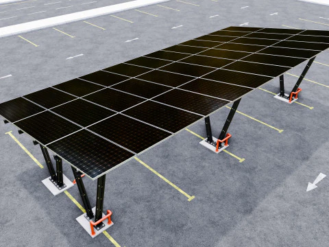 Solar Carport-4 Car Carport-3x12 Panels-Type-8 3D Model