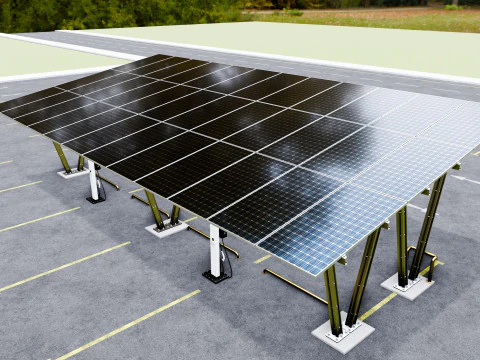 Solar Carport-4 Car Carport-3x12 Panels-Type-8 3D Model