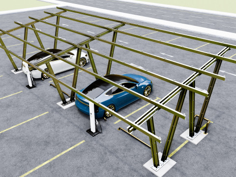 Solar Carport-4 Car Carport-3x12 Panels-Type-8 Modelo 3D