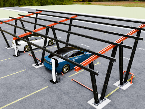 Solar Carport-4 Car Carport-3x12 Panels-Type-8 Modelo 3D