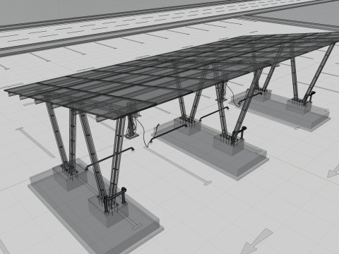 Solar Carport-4 Car Carport-3x12 Panels-Type-8 Modelo 3D