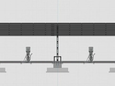 Solar Carport-4 Car Carport-3x12 Panels-Type-8 3D Model