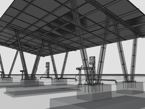 Solar Carport-4 Car Carport-3x12 Panels-Type-8 3D Model